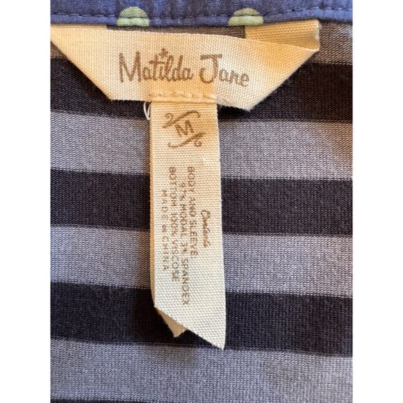 Matilda Jane Top Womens Sz M Lets Get Lost Blouse Striped Polka Dot Scoop Neck - Picture 10 of 11
